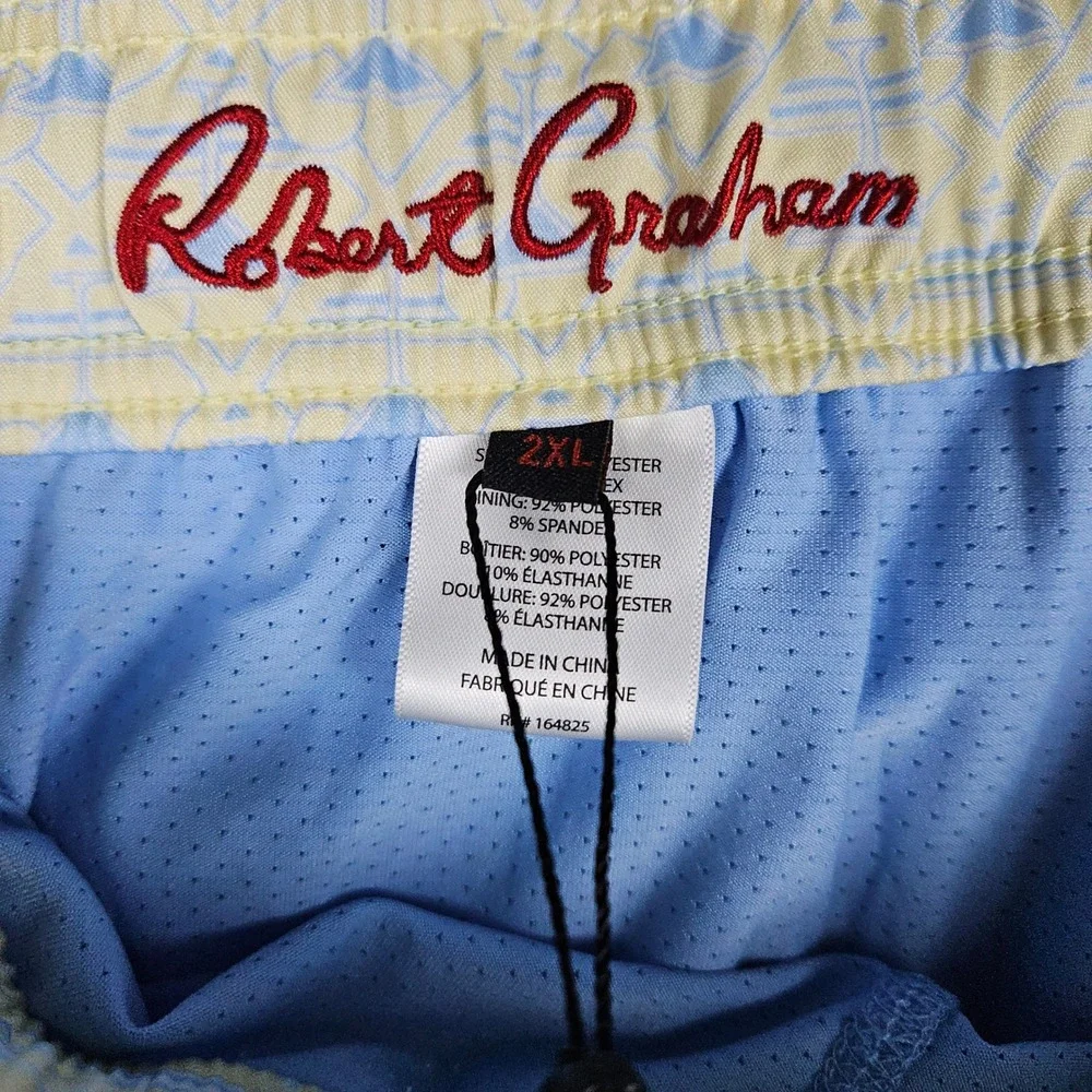 Robert Graham (Men's 2XL) Yellow Swim Trunks Martini Tower Lined Beachwear Short
